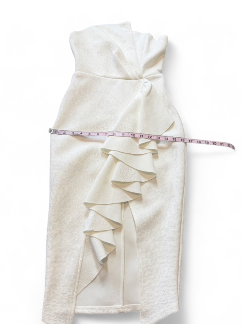 Billy J White Strapless Asymmetrical Ruffle Midi Dress, Women's Size 6 - Picture 12 of 13